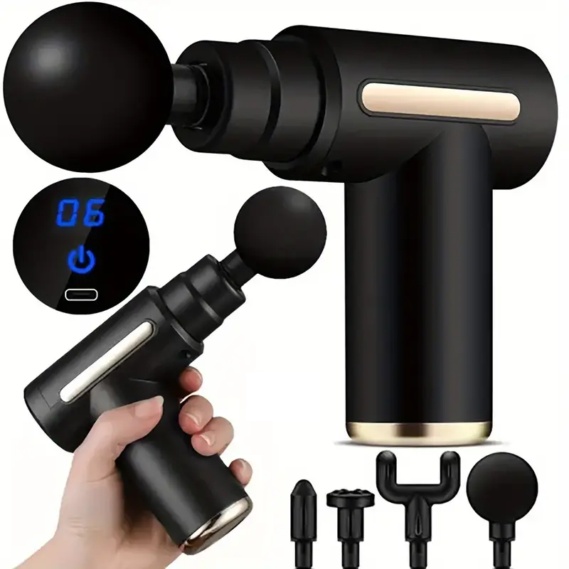 Massage Gun Deep Tissue - Czarny przenośny pistolet do masażu, masażer