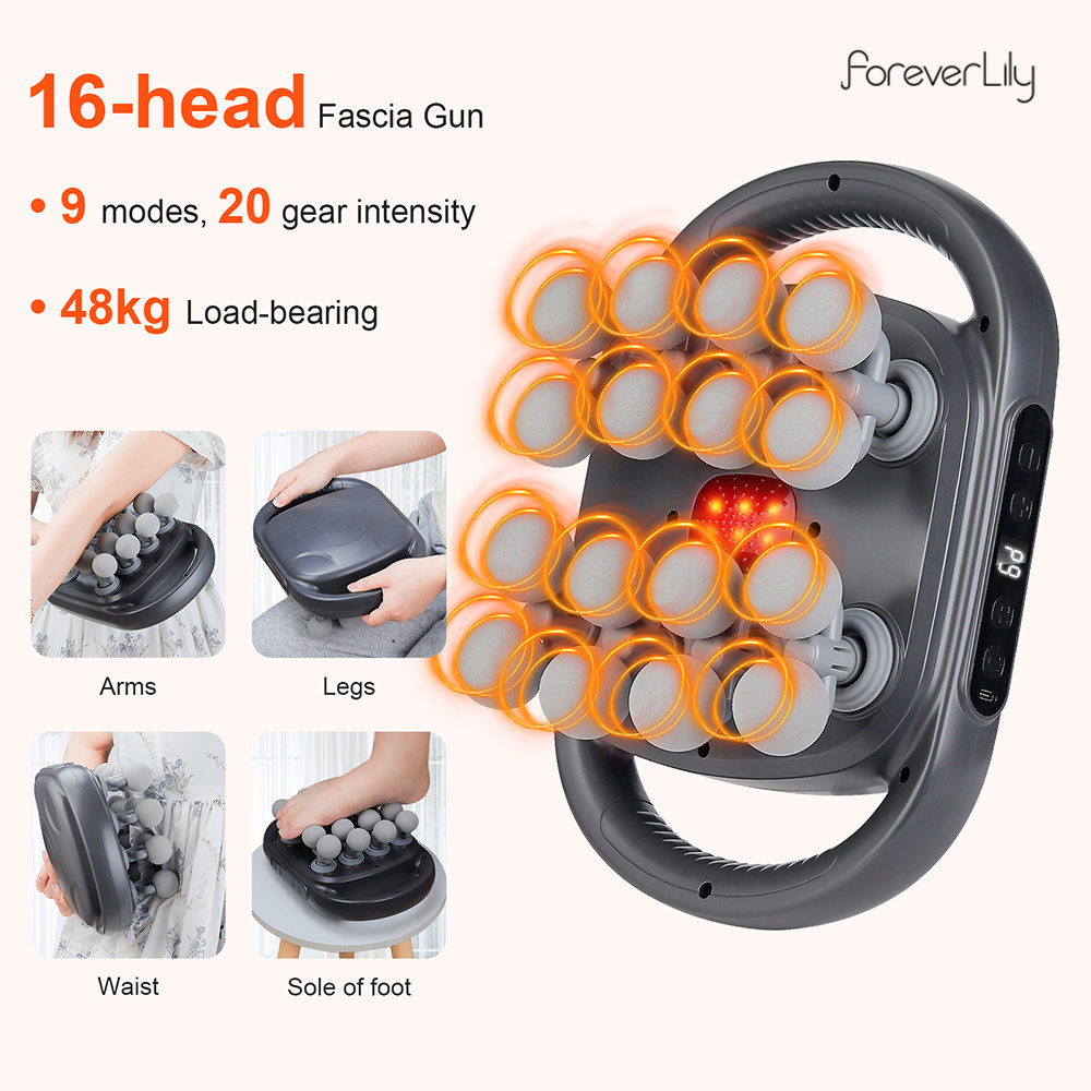 Massage Gun Deep Tissue - 16-głowicowy pistolet powięziowy Wibracje o wysokiej
