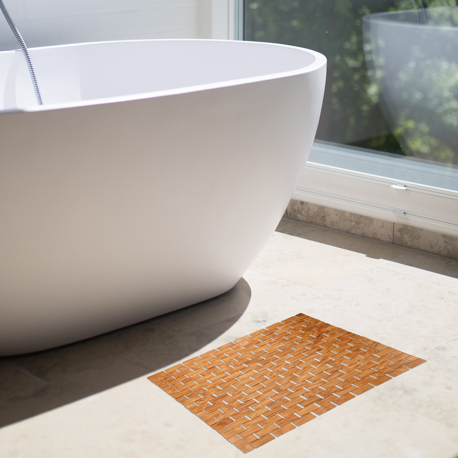Bamboo Bath Mat - Kwadratowa mata bambusowa do podłogi pod