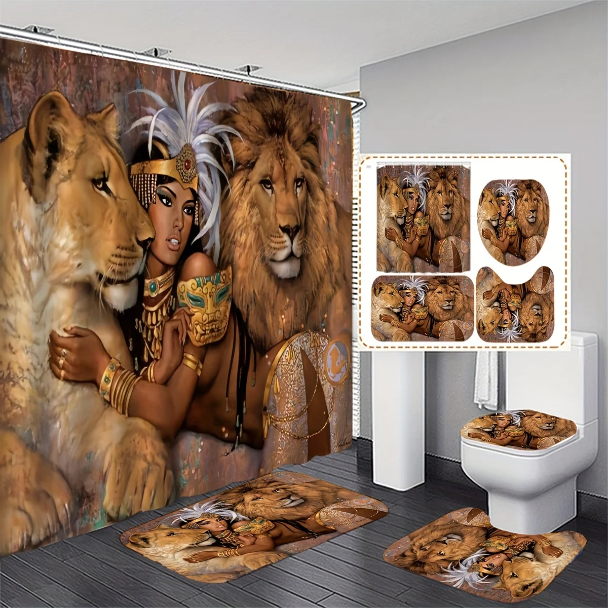 Bamboo Bath Mat - Zestaw łazienkowy Regal Royal Lion and